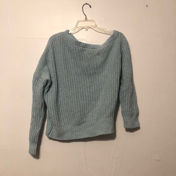 Polly & Esther chenille  sweater dropped  shoulder light blue medium - Picture 7 of 8